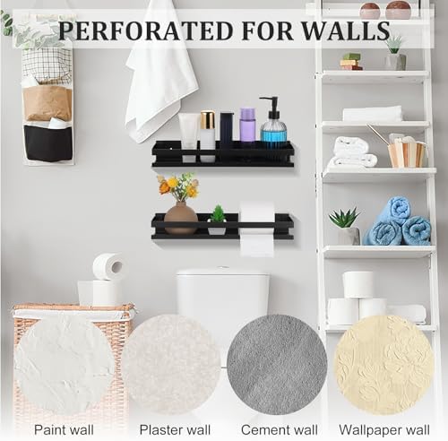 2 Piece Stainless Steel Floating Shower Shelf Organizer with Hidden Screws
