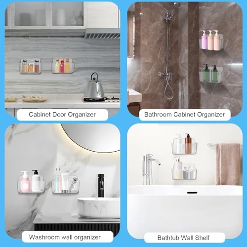 CGBE 2 Pack Cabinet Door Organizer Clear Shower Shelves with Strong Adhesive