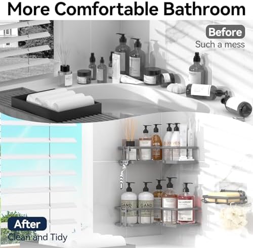 Yasonic Corner Shower Caddy Organizer 3-Pack Grey