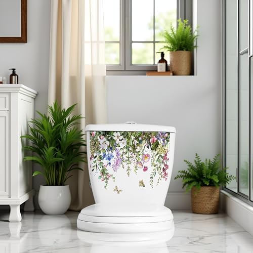 Galepromot Plant Leaves Toilet Lid Stickers Self-Adhesive Decals