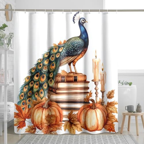 DESIHOM Fall Peacock Shower Curtain Set 78 Inch
