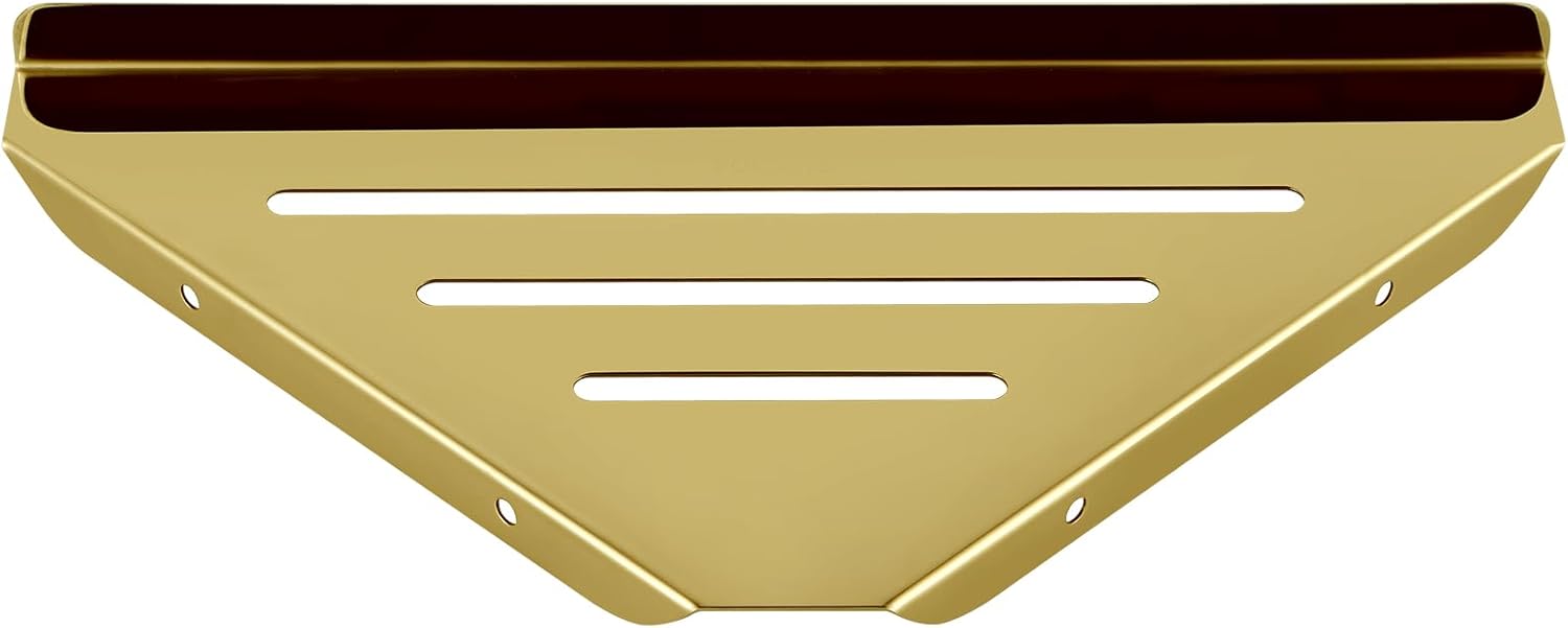 2 Pcs 304 Stainless Steel Corner Shelf with Screws Polished Gold