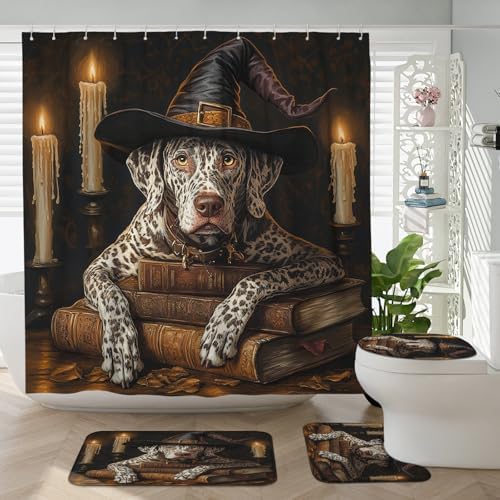 4PCS Halloween Witch Cat Halloween Leopard Dog Bathroom Set