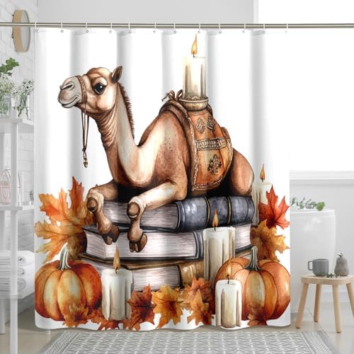 DESIHOM Fall Camels Pumpkins Shower Curtain Set