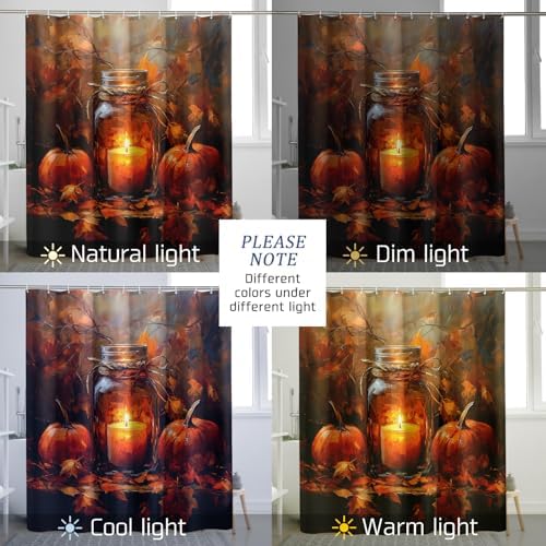 DESIHOM Fall Mason Jar Candle Shower Curtain Set