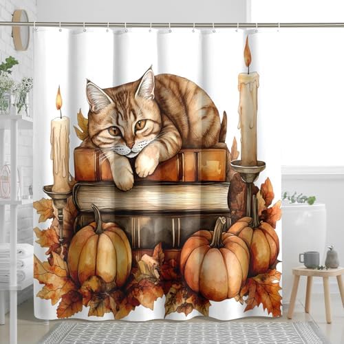 DESIHOM Fall Cats Kitten Shower Curtain Set 62 Inch