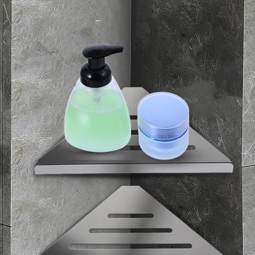 2 Pcs Black Stainless Steel Shower Corner Shelf with Screws
