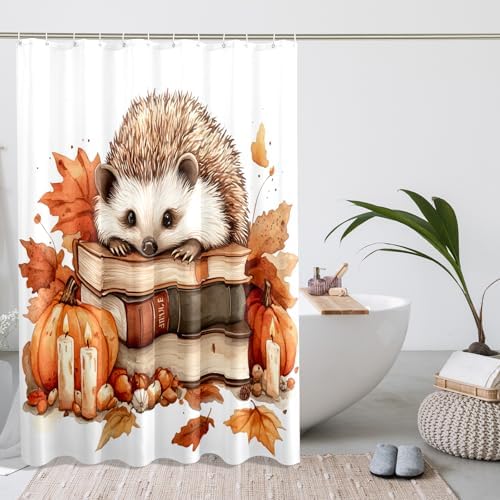 DESIHOM Fall Hedgehog Shower Curtain Set 72 Inch