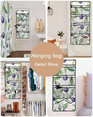 Watercolor Blueberry Leaf Shower Curtain Organizer Set