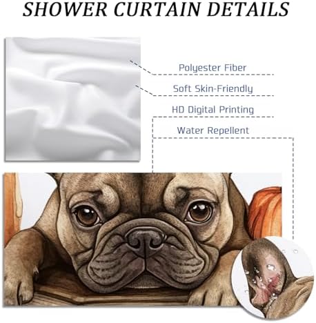 DESIHOM Fall French Bulldog Shower Curtain Set 72 Inch