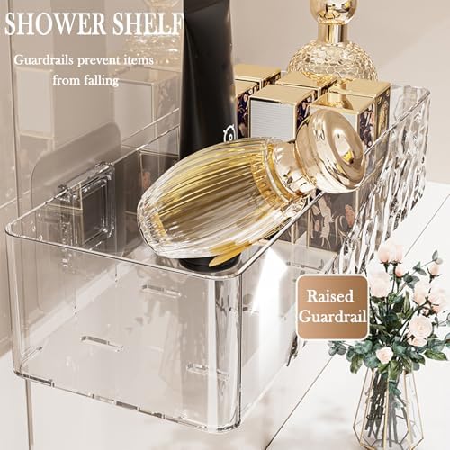 4 Pack Clear Wall Mounted Bathroom Caddy Organizer with Adhesive