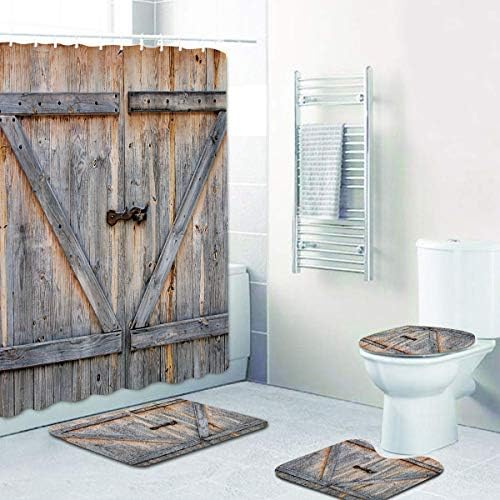 Coxila Rustic Farmhouse Shower Curtain Set 4 Pcs