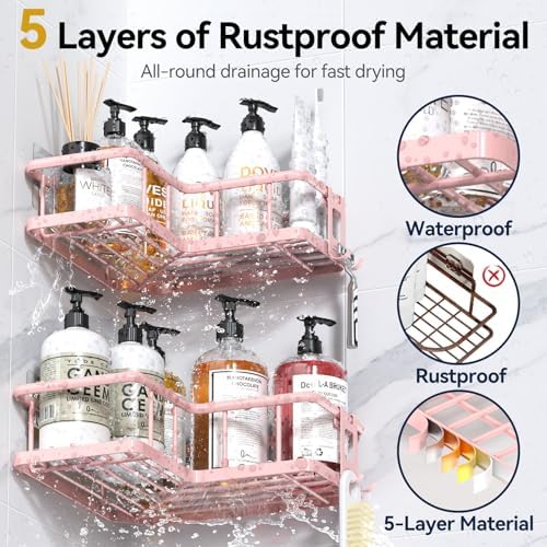YASONIC Corner Shower Caddy Organizer 3-Pack Pink