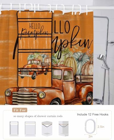 Hello Pumpkin Shower Curtain with Organizer Set