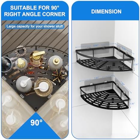 Corner Shower Caddy 2 Pack Adhesive Organizer Shelf