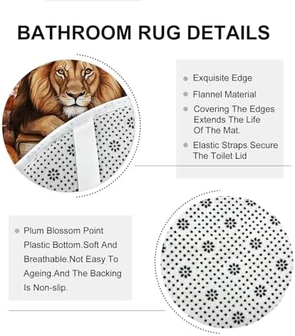 4PCS Fall Lion Pumpkins Shower Curtain Set 72x72 with Hooks and Bath Mat