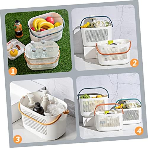 Cabilock Plastic Shower Storage Basket with Handles for Bathroom Organization