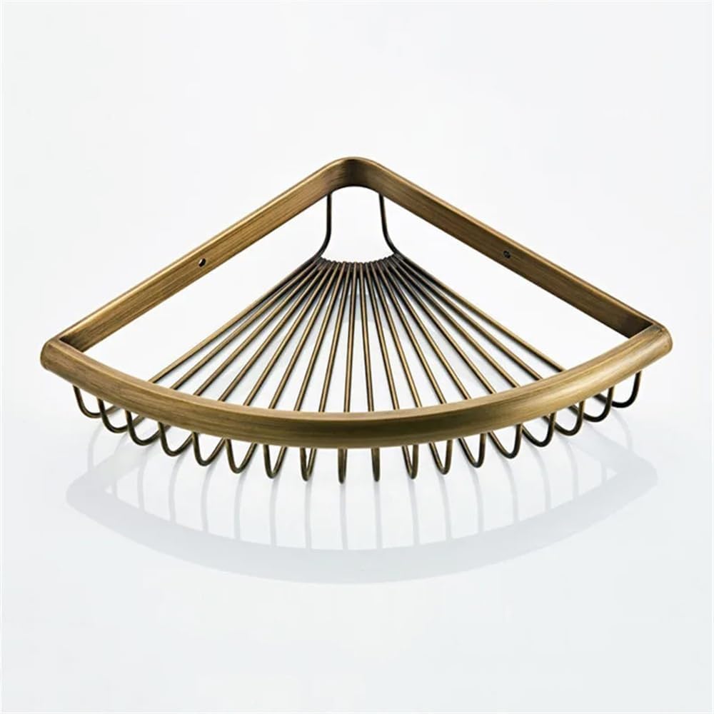 2 Tier Corner Shower Caddy with 2 Hooks and Hooks Copper Wall Mounted Organizer