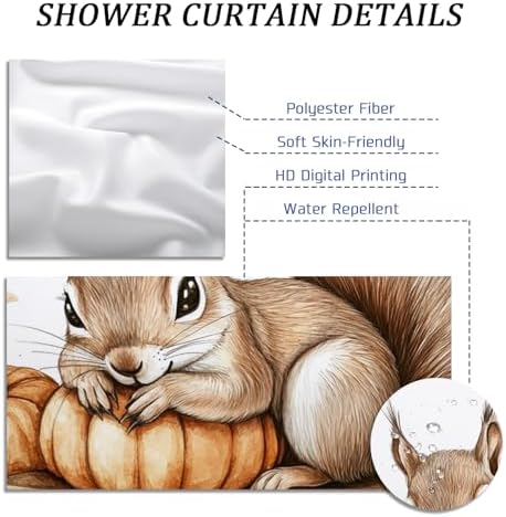 DESIHOM Fall Squirrel Shower Curtain Set 78 Inch
