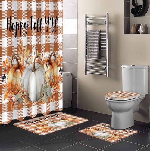 Happy Yall 4 Piece Shower Curtain Set with Rugs