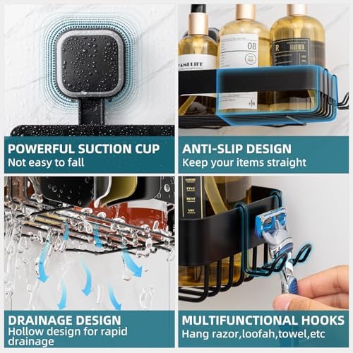 TAILI Shower Caddy 2 Pack Black Wall Mounted