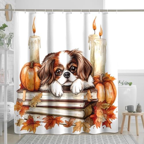 DESIHOM Fall Japanese Chin Dog Shower Curtain Set 72 Inch