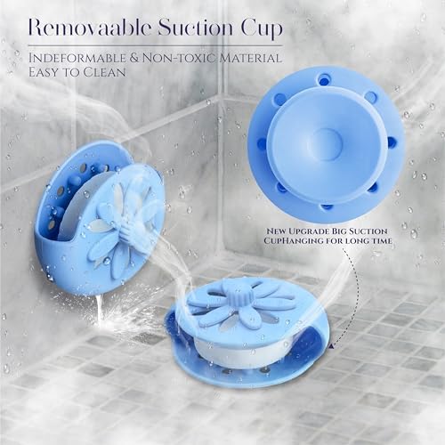 Sharlovly Shower Steamer Tray Blue - Upgrade Shower Steamer Holder with Big Suction Cup