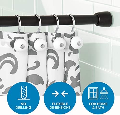 iDesign Cameo Metal Tension Curtain Rod 50-87 Inches Matte Black