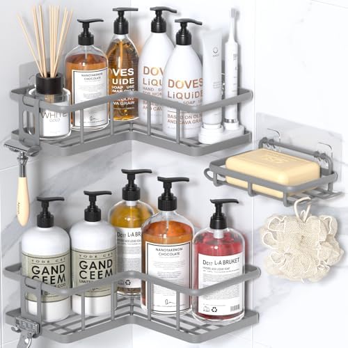 Yasonic Corner Shower Caddy Organizer 3-Pack Grey