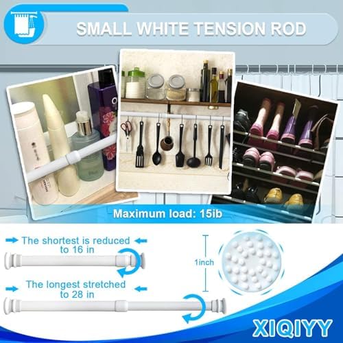 Adjustable Shower Tension Rods 16-28 Inch White