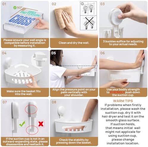 LEVERLOC Corner Shower Caddy Suction Cup White