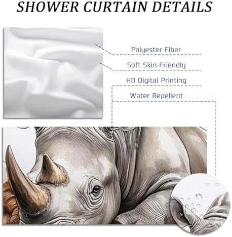 Desihom Fall Rhinos Pumpkins Shower Curtain Set 62W x 72L