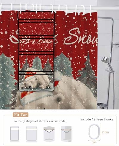 ZFUNCING Shower Curtain Set with 10 Pockets and Hooks