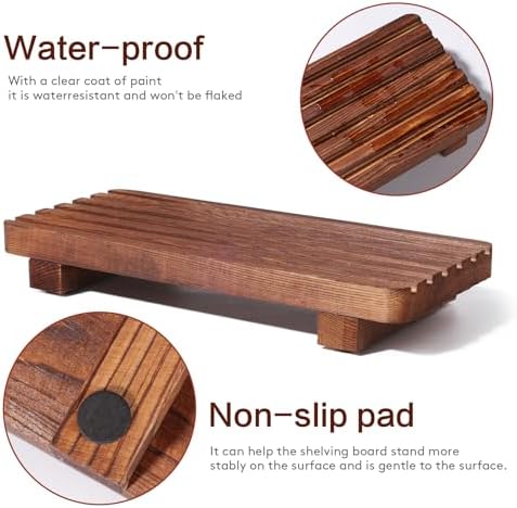 Set of 2 Wooden Soap Trays for Kitchen and Bathroom Use