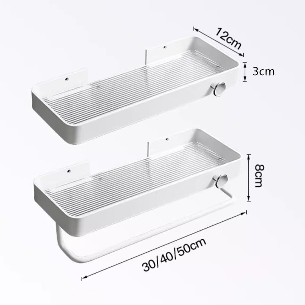 Acrylic Shower Caddy with Hook 30cm Floating Shelf for Bathroom Storage and Display