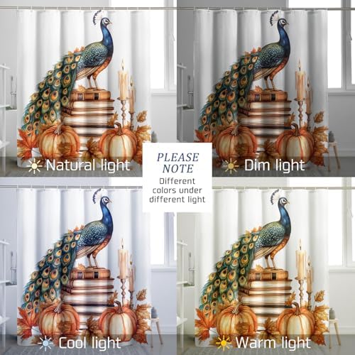 DESIHOM Fall Peacock Shower Curtain Set 78 Inch