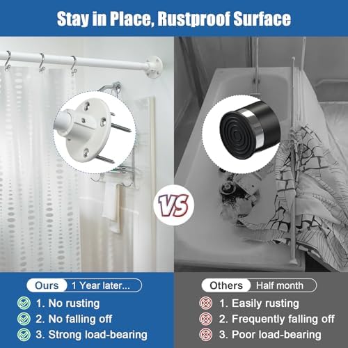 Adjustable Shower Curtain Rod 28-90 Inches Heavy Duty White