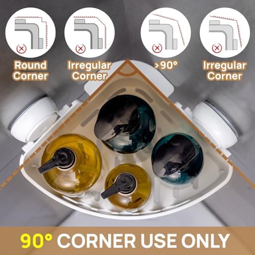 LEVERLOC Corner Shower Caddy Suction Cup White