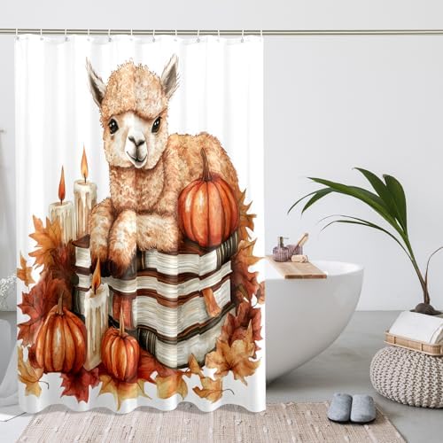 DESIHOM Fall Alpacas Llama Shower Curtain Set 62 Inch