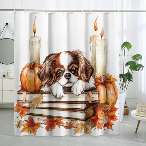 DESIHOM Fall Japanese Chin Dog Shower Curtain Set 72 Inch