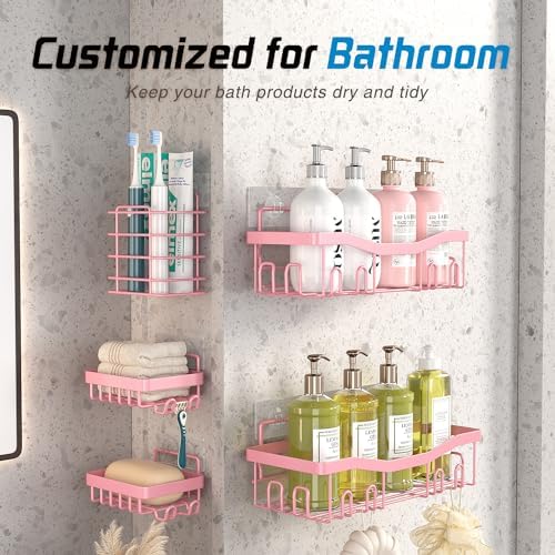Adhesive Shower Caddy Set 5 Pack Rustproof Organizers