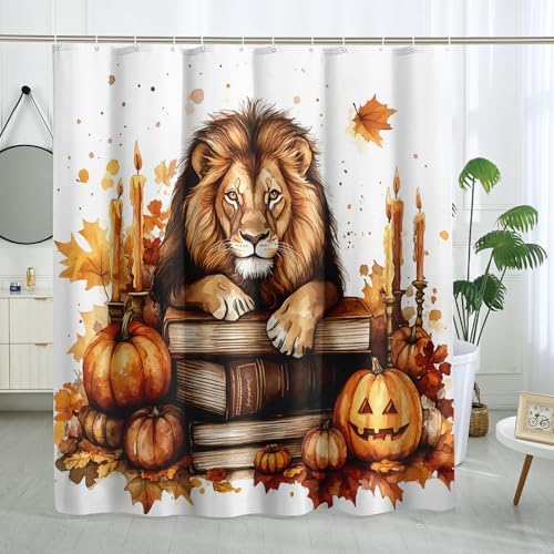 DESIHOM Fall Lion Pumpkins Shower Curtain Set 78 Inch