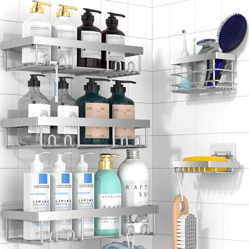 Moforoco Adhesive Shower Caddy Organizer 5 Pack
