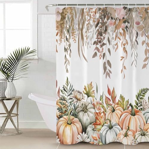 Thanksgiving 4 Pc Shower Curtain Set with Non-Slip Rugs