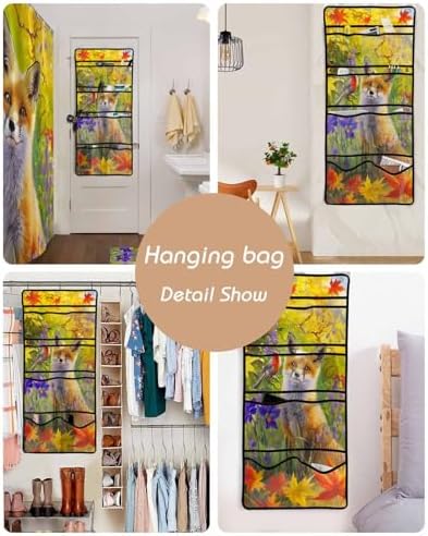 Funny Flower Blossom Fox Waterproof Shower Curtain with 10 Pockets Organizer