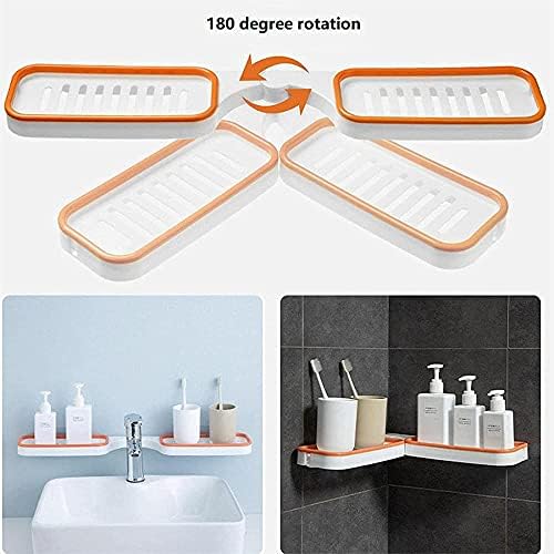 Punchless Corner Shelf 180 Degree Rotation Suction Cup Mount For Bath Kitchen