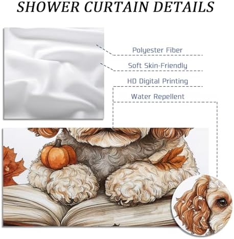 DESIHOM Fall Cavachon Dog Shower Curtain Set 62 Inch