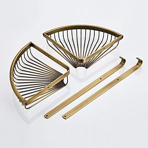 Brass Shower Caddy Basket with Hooks and Storage Shelves