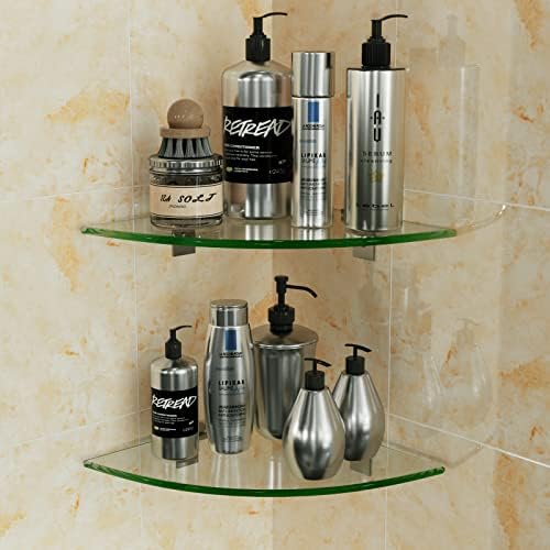 2-Pack Glass Corner Shower Shelves Drill Free Installation