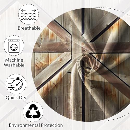 Renaiss 72x72 Inch Rustic Barn Door Shower Curtain Set